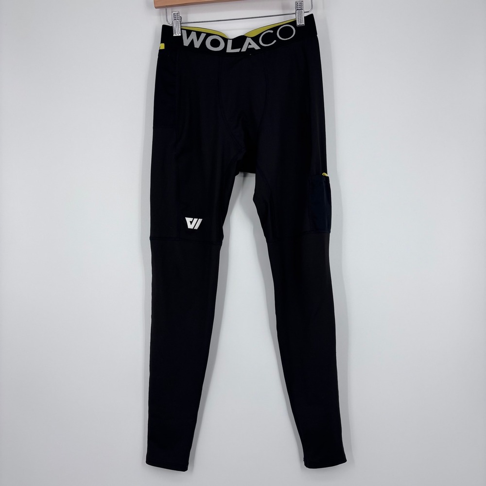 WOLACO Fulton Compression Pants Mens L Full Length Black Pocket Running Gym